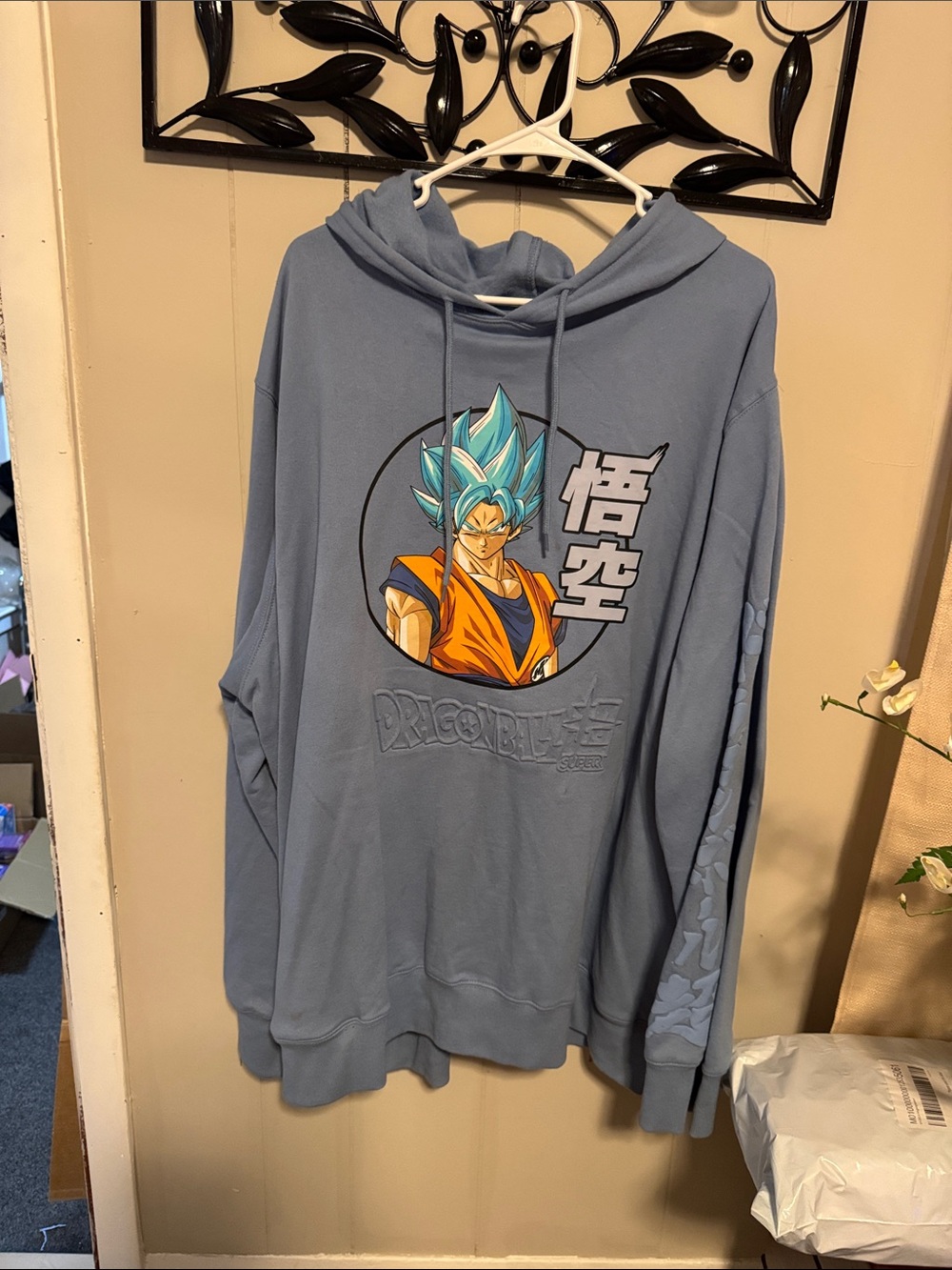 Blue Anime Graphic Pullover Hoodie - Goku Print